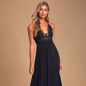Free People Adella Maxi Dress in navy XS